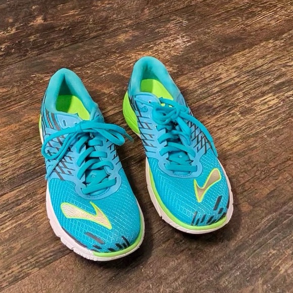 Brooks Pure Cadence Running Shoes Blue Turquoise and Lime Green Sneakers - Picture 5 of 9